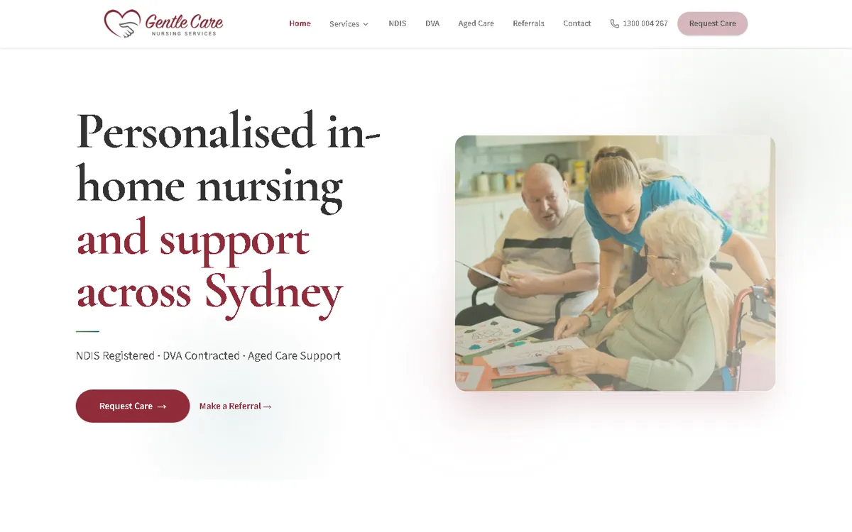 Gentle Care Nursing website